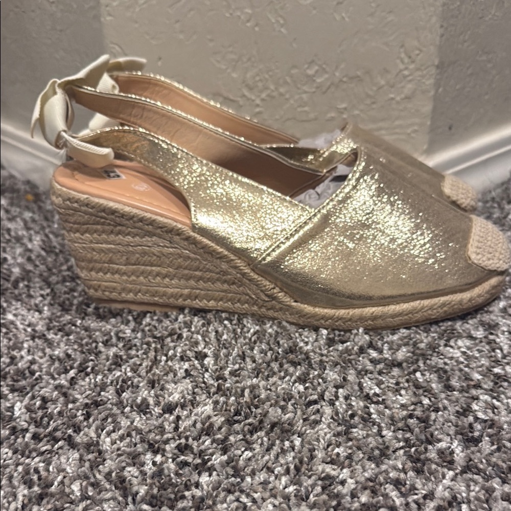 Gold Espadrille Wedge Sandals